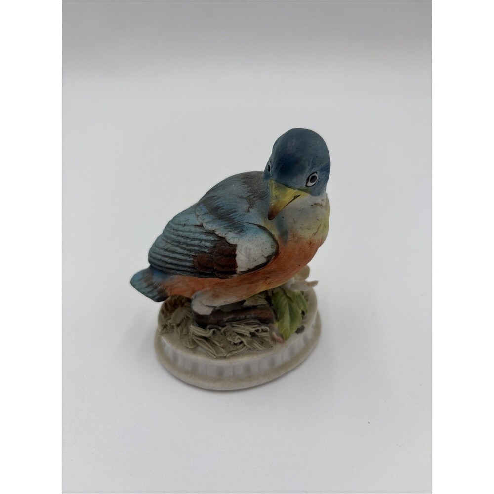 Vintage Lefton Small Eastern Blue Bird Hand Painted Porcelain KW1637 Figurine